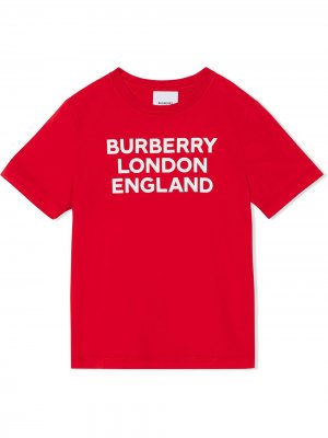 Футболка с логотипом Burberry Kids. Цвет: красный