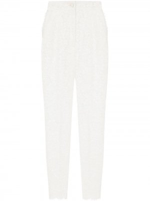 Кружевные брюки прямого кроя Dolce & Gabbana. Цвет: белый