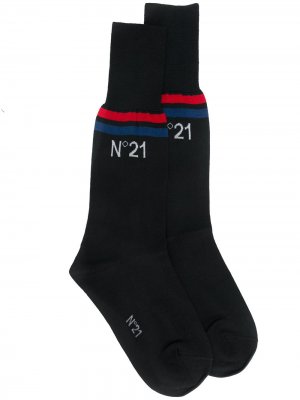 Носки с полосками и логотипом Nº21. Цвет: 9000черный