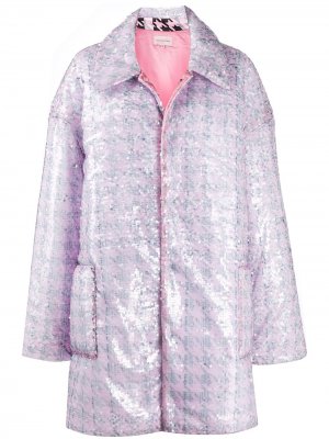 Пальто оверсайз в ломаную клетку с пайетками Natasha Zinko. Цвет: розовый