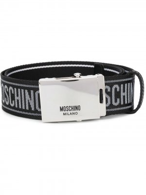 Жаккардовый ремень с логотипом Moschino. Цвет: черный