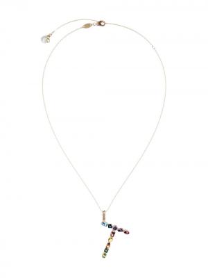 Колье с подвеской в форме буквы T из топазов Dolce & Gabbana. Цвет: золотистый