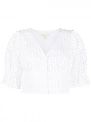 Укороченная блузка с английской вышивкой Michael Kors. Цвет: белый