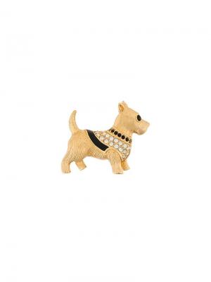 Брошь в форме собаки с кристаллами Swarovski Susan Caplan Vintage. Цвет: золотистый