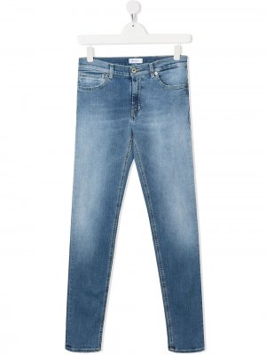 Узкие джинсы с эффектом потертости Dondup Kids. Цвет: синий