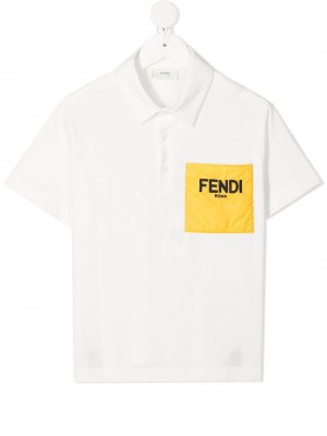 Рубашка поло с нашивкой-логотипом Fendi Kids. Цвет: белый