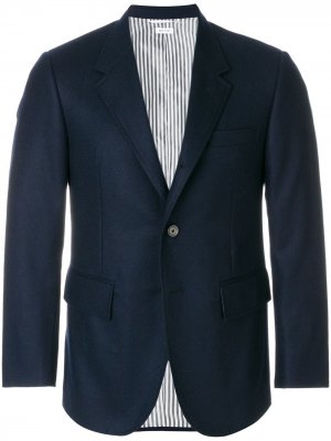 Фланелевый пиджак с широкими лацканами Thom Browne. Цвет: синий