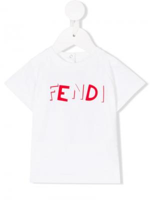 Футболка с принтом логотипа Fendi Kids. Цвет: белый