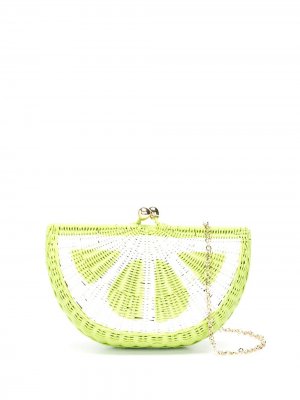 Соломенный клатч Lime SERPUI. Цвет: зеленый