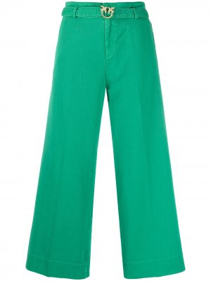 Укороченные расклешенные брюки Pinko. Цвет: зеленый