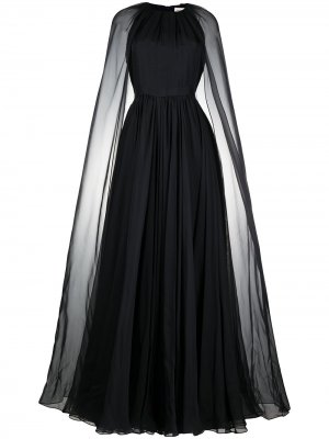Расклешенное вечернее платье-кейп Alexander McQueen. Цвет: синий
