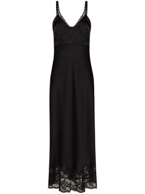 Платье-комбинация с кружевом Paco Rabanne. Цвет: черный