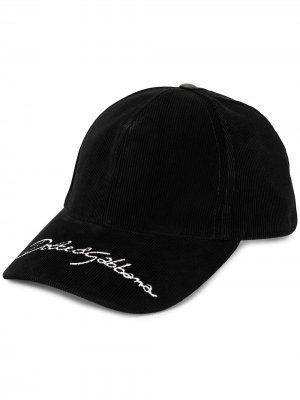 Вельветовая кепка с вышитым логотипом Dolce & Gabbana. Цвет: черный
