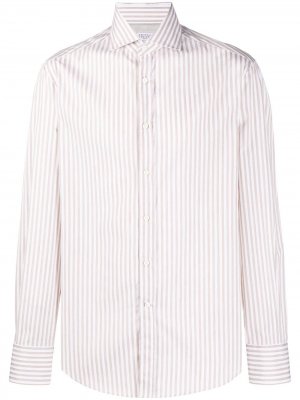 Полосатая рубашка с длинными рукавами Brunello Cucinelli. Цвет: нейтральные цвета