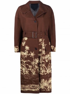 Пальто с цветочным принтом Salvatore Ferragamo. Цвет: коричневый