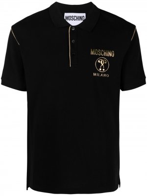 Рубашка поло с контрастной отделкой и логотипом Moschino. Цвет: черный