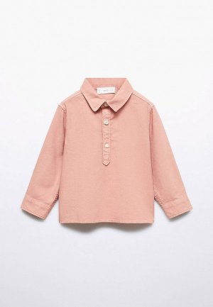 Рубашка Mango Kids. Цвет: бежевый