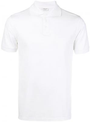 Рубашка-поло пике Saint Laurent. Цвет: белый