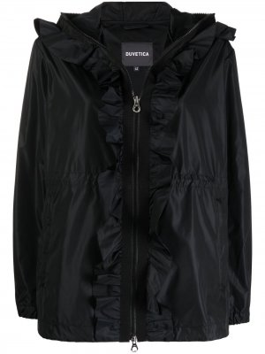 Куртка на молнии с капюшоном и оборками Duvetica. Цвет: черный