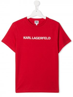 Футболка с короткими рукавами и логотипом Karl Lagerfeld Kids. Цвет: красный