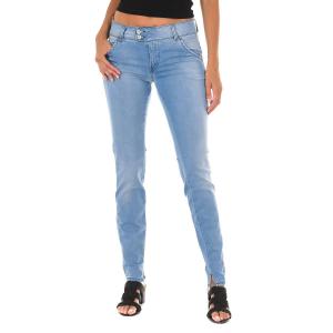 Длинные джинсовые брюки с эффектом потертости из эластичной ткани 70DBF0518 женщина MET