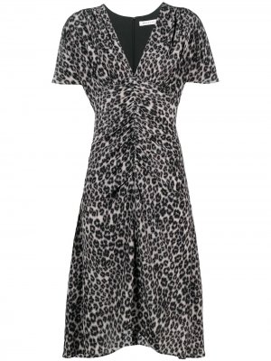 Платье миди с леопардовым принтом Masscob. Цвет: серый
