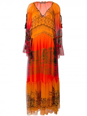 Длинное платье с кисточками Alberta Ferretti. Цвет: оранжевый