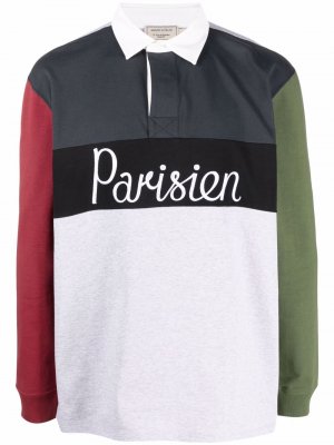 Рубашка поло Parisien в стиле колор-блок с вышивкой Maison Kitsuné. Цвет: серый