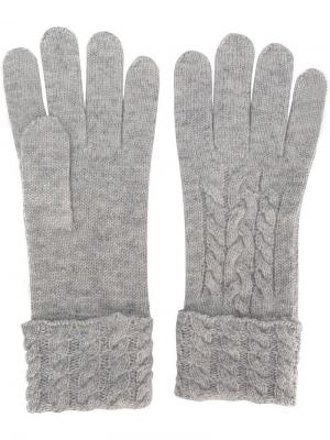 Перчатки фактурной вязки N.Peal. Цвет: серый