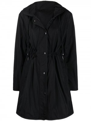Пальто с капюшоном и присборенной талией Moncler. Цвет: черный