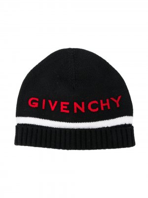 Шапка бини с логотипом Givenchy Kids. Цвет: черный