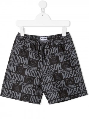 Плавки-шорты с логотипом Moschino Kids. Цвет: черный