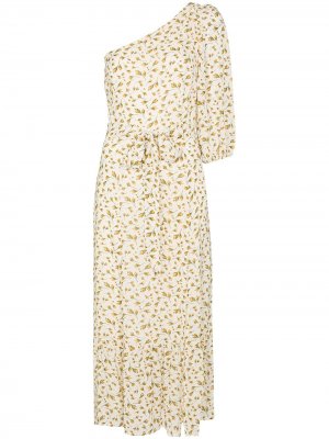 Платье миди Freeport на одно плечо с цветочным принтом Reformation. Цвет: белый