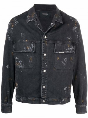 Джинсовая куртка с эффектом разбрызганной краски Represent. Цвет: черный
