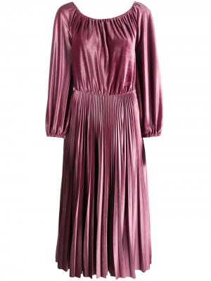 Плиссированное бархатное платье миди Valentino. Цвет: розовый
