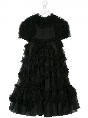 Платье с оборками Dolce & Gabbana Kids. Цвет: черный