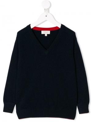 Кашемировый свитер с V-образным вырезом Cashmirino. Цвет: синий