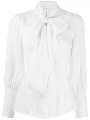 Блузка в тонкую полоску с бантом Dondup. Цвет: белый