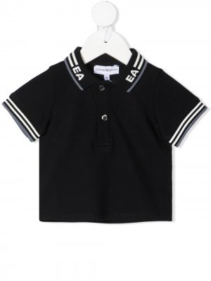 Рубашка поло с короткими рукавами и логотипом Emporio Armani Kids. Цвет: синий