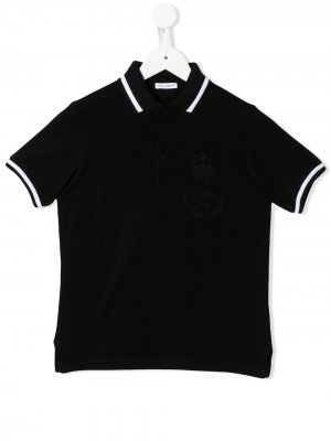 Рубашка-поло с логотипом Dolce & Gabbana Kids. Цвет: черный