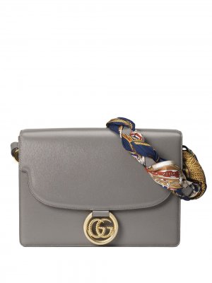 Сумка на плечо с логотипом Double G Gucci. Цвет: серый