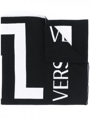 Жаккардовый шарф с логотипом Versace. Цвет: черный