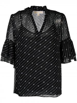 Многослойная блузка в диагональную полоску Michael Kors. Цвет: черный