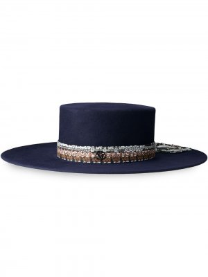 Шляпа-канотье с широкими полями Maison Michel. Цвет: синий