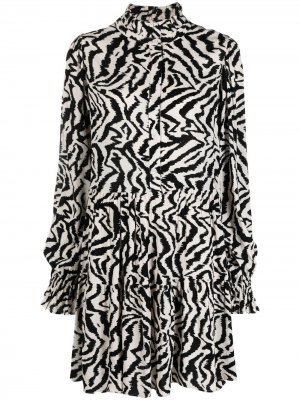 Расклешенное платье-рубашка с зебровым принтом Essentiel Antwerp. Цвет: черный