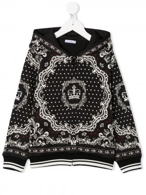 Куртка с принтом и капюшоном Dolce & Gabbana Kids. Цвет: черный