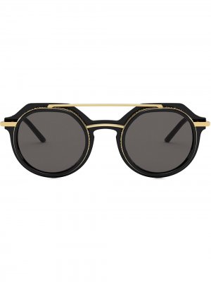 Солнцезащитные очки Slim в круглой оправе Dolce & Gabbana Eyewear. Цвет: черный