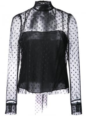 Блузка с прозрачным слоем в горох Milly. Цвет: чёрный