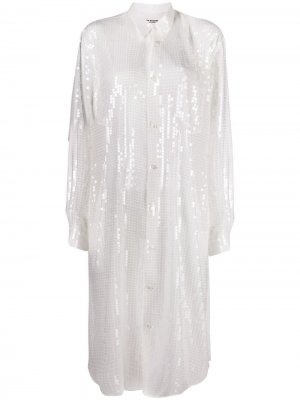 Платье-рубашка с пайетками Junya Watanabe. Цвет: белый