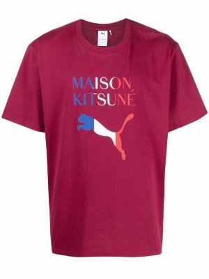 Футболка с логотипом из коллаборации Maison Kitsuné Puma. Цвет: красный